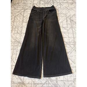 Halara Flex High Waisted Pull On Pants Medium Stretchy Jeans Black Wide Leg